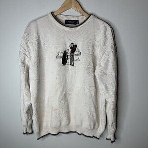 Carmel Men's Vintage Collector Sweater Size Large White‎ 100% Cotton USA